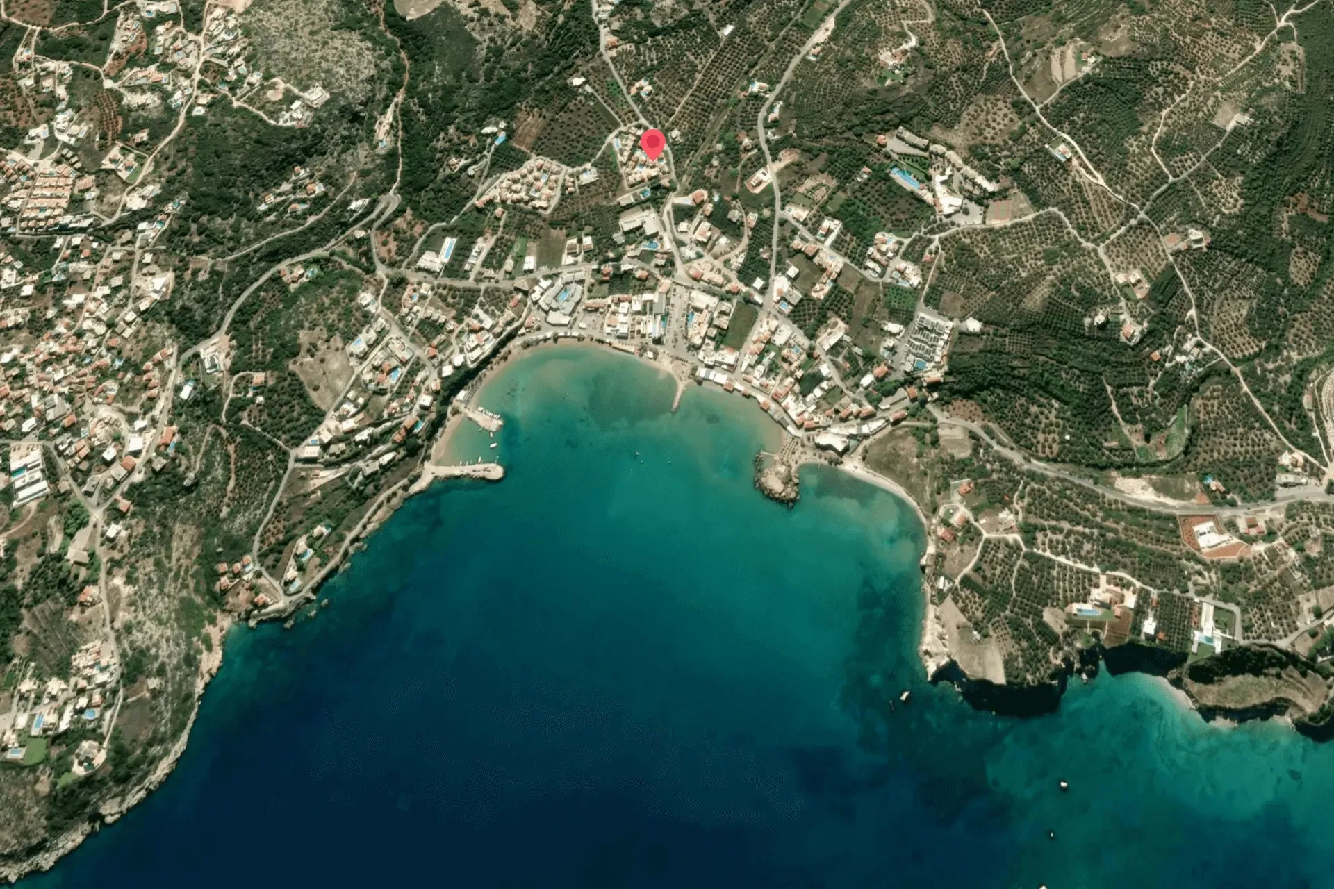 Sattellite view of Almyrida, Crete, Greece